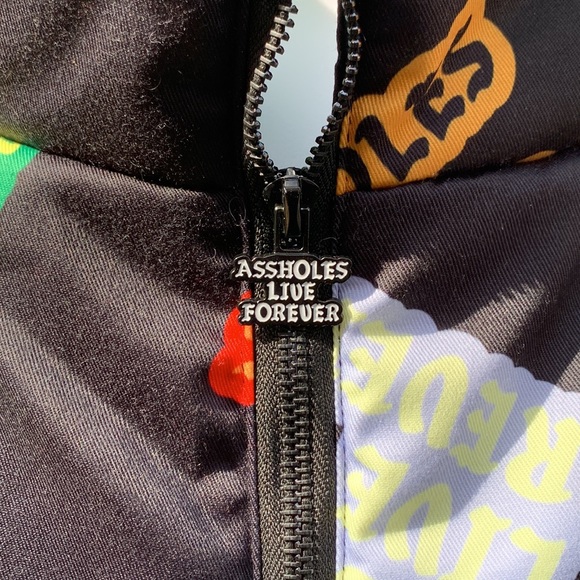 ALF Unisex Black Multicolor Logos Heavyweight Puffer Jacket | XXL - Picture 2 of 11